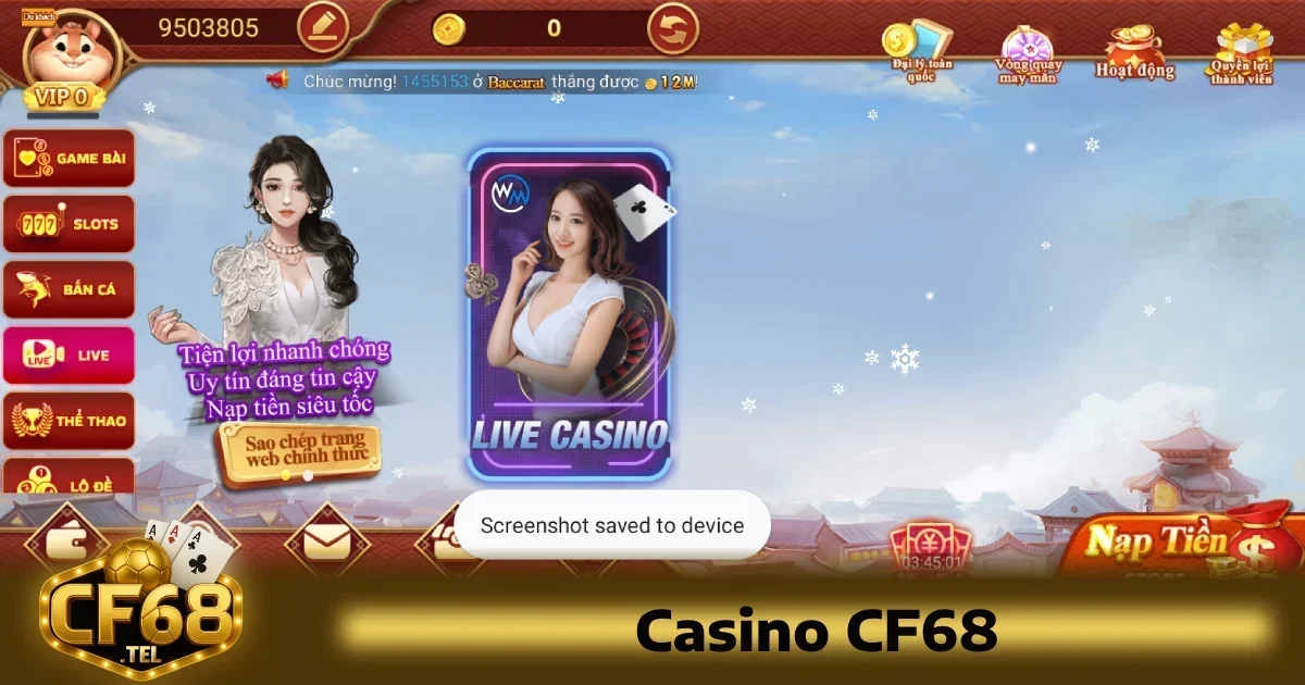 Cf68 19 Các phòng casino của CF68 được trang bị đầy đủ tính năng như chia bài trực tiếp, giao dịch dễ dàng và nhanh chóng
